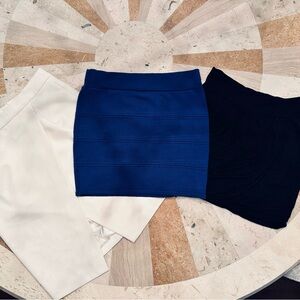 3 Skirts Blue, Black, Ivory Women's Skirt Set Small